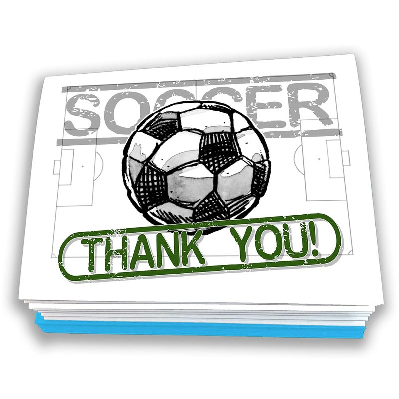 Play Strong Soccer Thank You Note Cards 12-Pack (4.25"x5.5") Illustrated Sports Powercard Note Card Set 12-Pack Perfect for Soccer Players, Coaches, Fans and Fanatics - They'll Love 'Em! - Image 1
